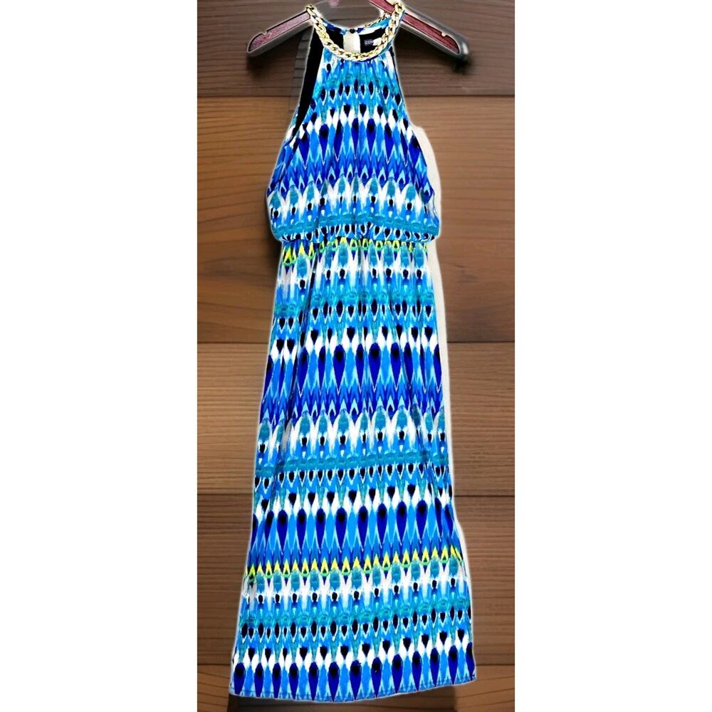 Covington Women's Maxi Halter Sleeveless Dress Gold Rope Chain Neckline Size M